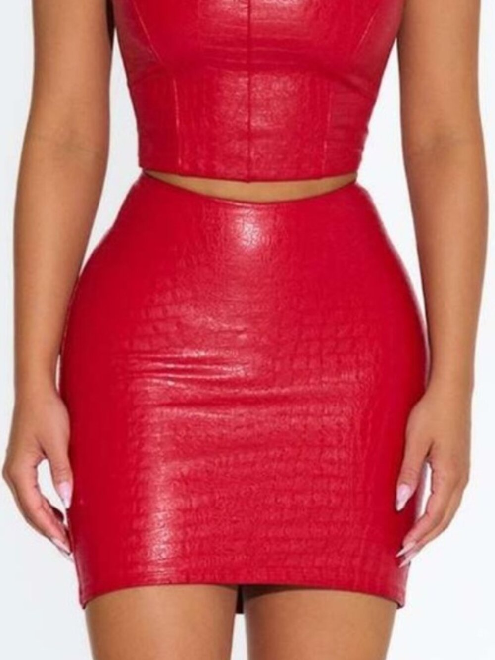 NWT Naked Wardrobe Red Crocodile Print Mini Skirt s